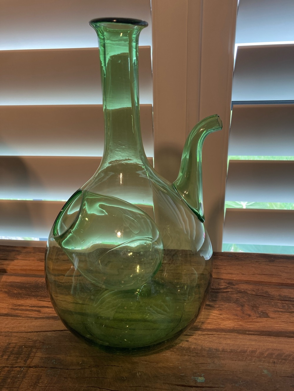 Handblown Vintage Italian Green Glass Decanter